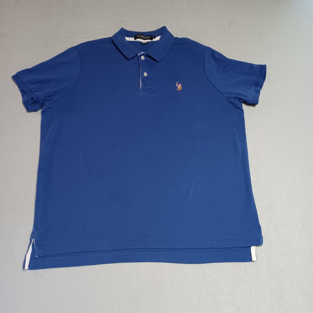 US‎ Polo Assn Luxury Feel Mens Large Blue Short Sleeve Cotton Polo Shirt L